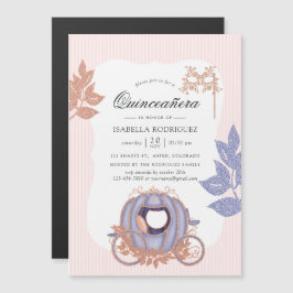 Rose Gold und Lilac Glitzer Princess Quinceañera Magneteinladung