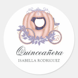 Rose Gold und Lilac Glitzer Princess Quinceañera Runder Aufkleber