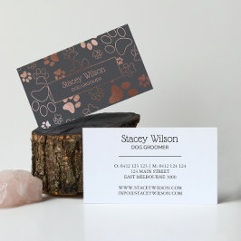 Rose Gold und Mid Grau Dog Walker Paw Print Visitenkarte