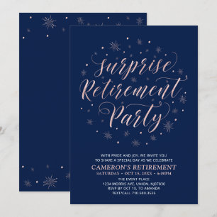 Rose Gold und Navy Blue   Party für Unternehmensru Einladung