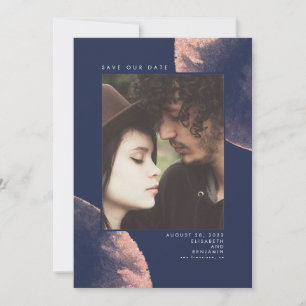 Rose Gold und Navy Blue Save the Date Foto