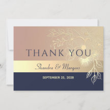 Rose Gold und Navy Blue Wedding Dankeschön Card