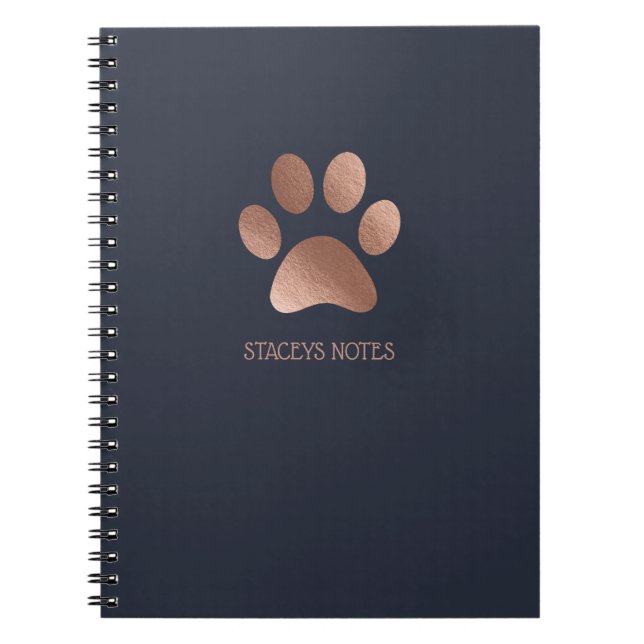 Rose-Gold- und Navy-Paw-Logo Personalisiert Notizblock (Vorderseite)