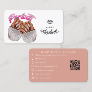 Rose Gold und Pink American Nail Salon Visitenkarte
