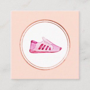 Rose Gold und Pink Fitness-Trainerin Medien-Icon Quadratische Visitenkarte