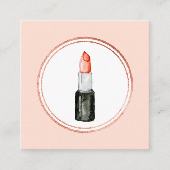 Rose Gold und Pink Makeup Künstler Social Media Ic Quadratische Visitenkarte (Vorderseite)