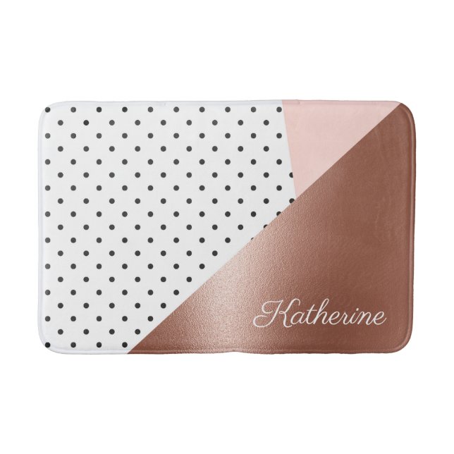 Rose Gold und Punkte Badematte (Vorderseite)