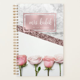Rose Gold und Rosa Blume Lehrer Planer