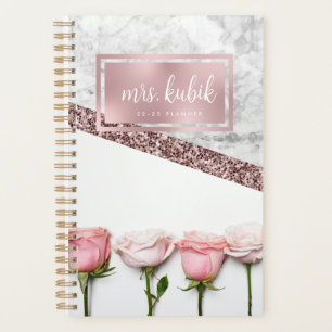 Rose Gold und Rosa Blume Lehrer Planer