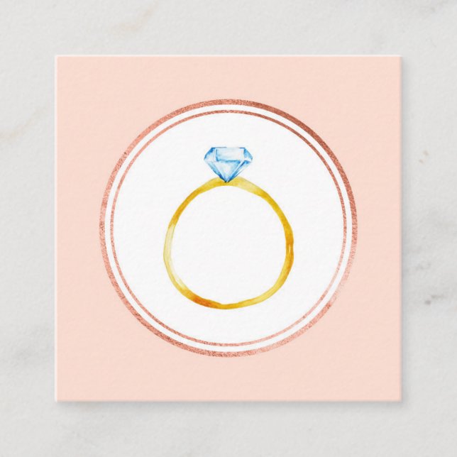 Rose Gold und rosa Diamant Hochzeitsplaner Quadratische Visitenkarte (Vorderseite)