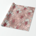Rose Gold und Rosa Französischer Wein Thema Geschenkpapier<br><div class="desc">Paris Vintage Weinberge Muster verpacken Papier.</div>