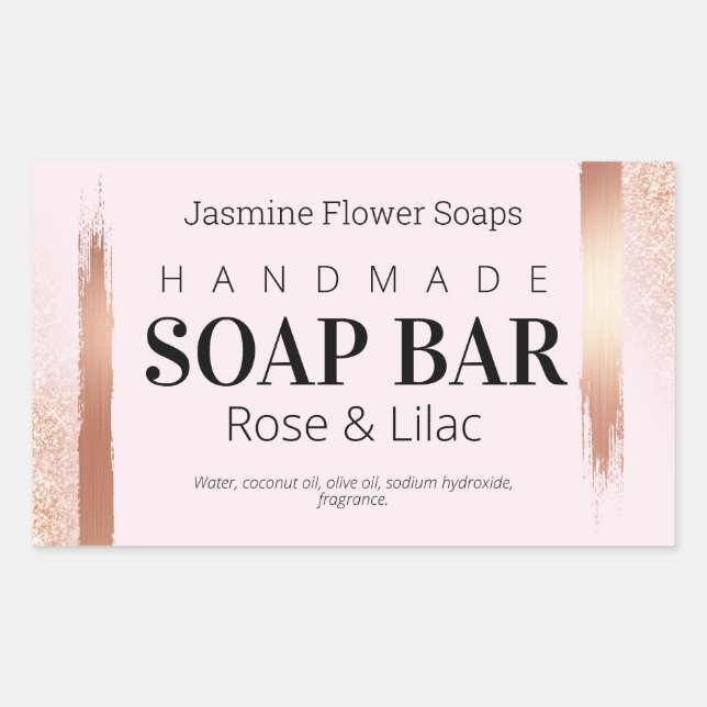 Rose Gold und Rosa handgefertigte Seifenetiketten Rechteckiger Aufkleber (Vorderseite)