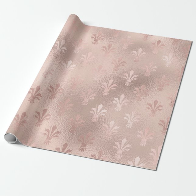 Rose Gold und Rosa Lilie Geschenkpapier (Ungerollt)