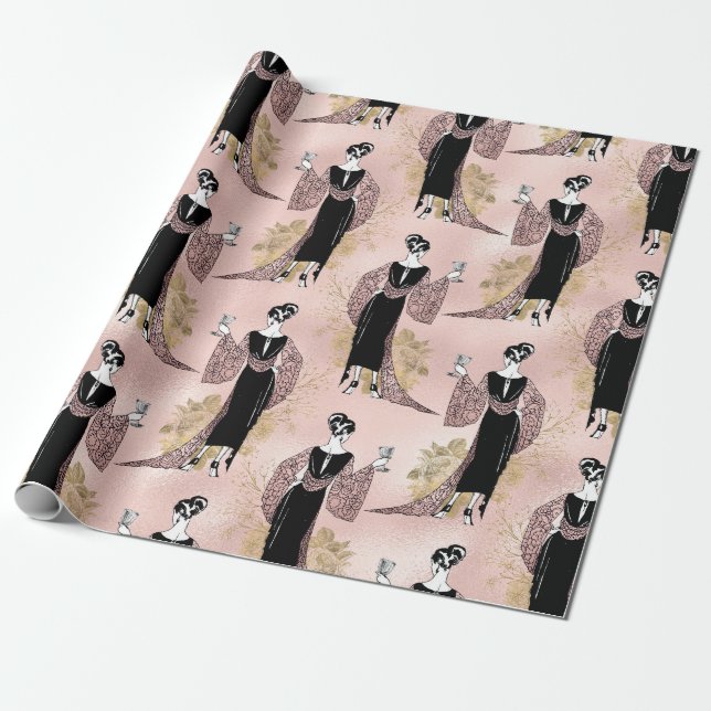 Rose Gold und Rosa Weinkultur und Erde Geschenkpapier (Ungerollt)
