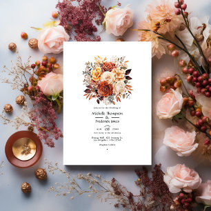 Rose Gold und Rose Braun Blumenhochzeit Einladung