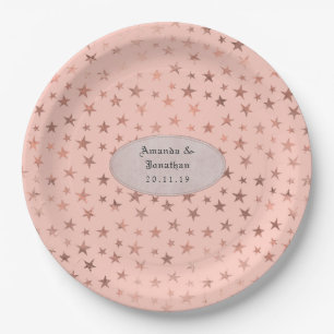 Rose Gold und Rosé Folien Sterne Hochzeit Pappteller