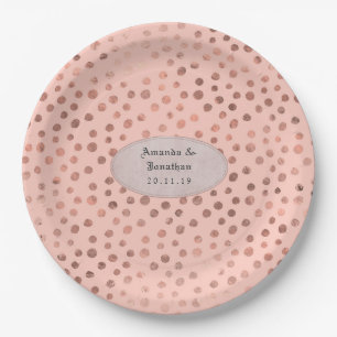 Rose Gold und Rosé gepunktete Folie Hochzeit Pappteller