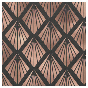 Rose Gold und Schwarz Art Deco Diamant Muster Stoff