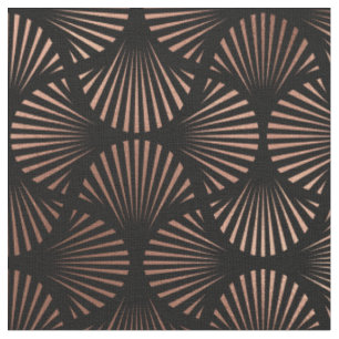 Rose Gold und Schwarz Art Deco Lüfter Muster Stoff