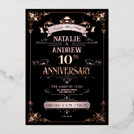 Rose Gold und Schwarz Elegant Folieneinladung