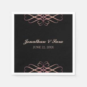 Rose Gold und Schwarz, elegante Personalisierte Ho Serviette