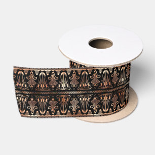 Rose Gold und Schwarz Flora Art Deco Muster Satinband