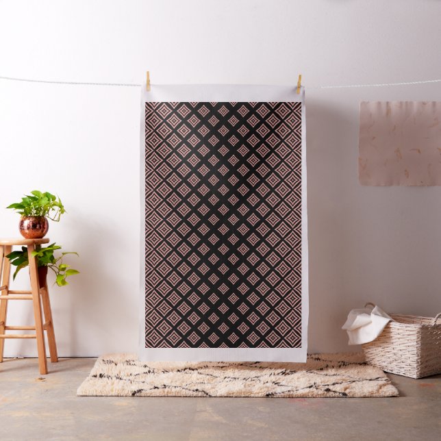 Rose Gold und Schwarz Geometrie Muster Stoff (Beispiel)