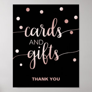 Rose Gold und Schwarz   Glam Confetti Karten und G Poster