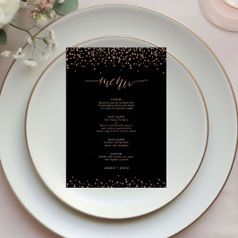 Rose Gold und Schwarz Glitzer Funkelkarte Menükarte