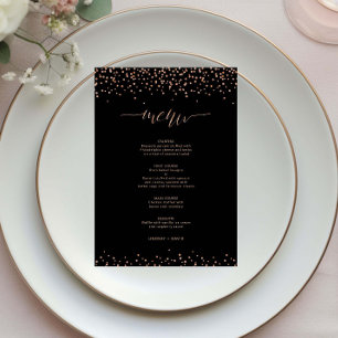 Rose Gold und Schwarz Glitzer Funkelkarte Menükarte