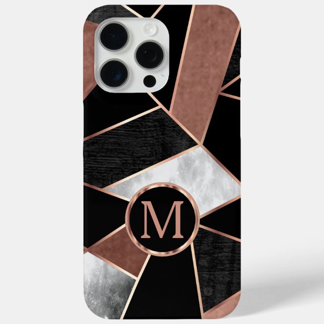 Rose Gold und Schwarz in geometrischem Muster Case-Mate iPhone Hülle (Rückseite)