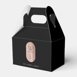 Rose Gold und Schwarz Monogramm Modernes Minimalis Geschenkschachtel