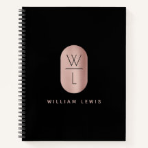 Rose Gold und Schwarz Monogramm Modernes Minimalis