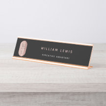 Rose Gold und Schwarz Monogramm Modernes Minimalis