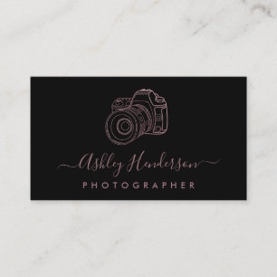 Rose Gold und Schwarz  Visitenkarten für Fotografi Visitenkarte