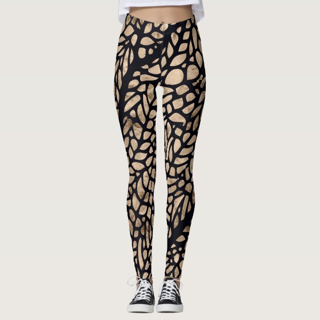 Rose Gold und Schwarze Drachenflügel Leggings (Vorderseite)