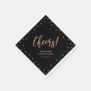 Rose Gold und schwarze moderne Schriftzug Prost zu Serviette