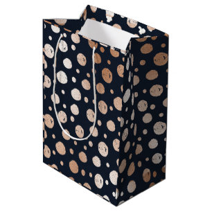 Rose Gold und schwarze Punkte Muster mittlere Gesc Geschenktüte