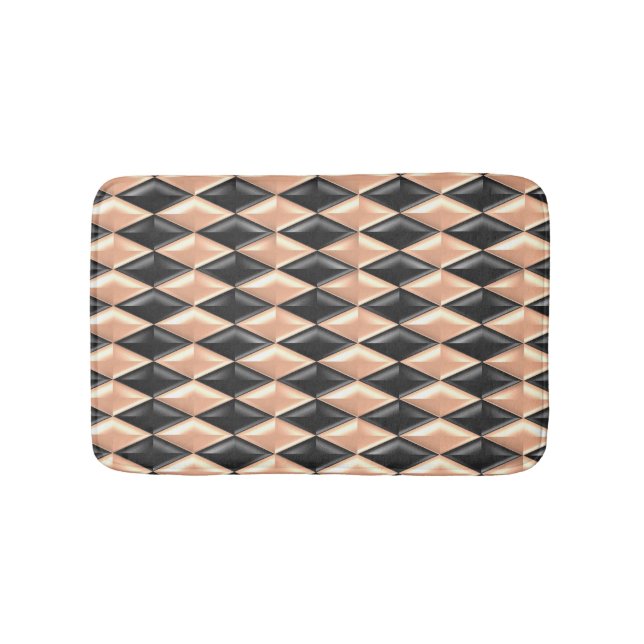 Rose Gold und Schwarze Rhomboide Badematte (Vorderseite)