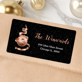 Rose Gold und Schwarze Weihnachtsschmuck Adressaufkleber