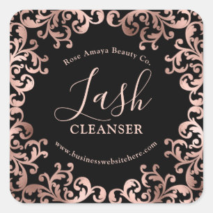 Rose Gold und schwarzer eleganter Rahmen Wimpernre Quadratischer Aufkleber
