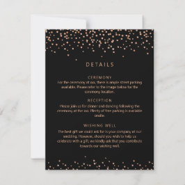 Rose Gold und Schwarzer Glitzer - Detailkarte Einladung
