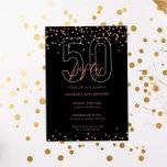 Rose Gold und schwarzer Glitzer funkeln 50. Geburt Einladung<br><div class="desc">Diese 50. Einladung enthält Rose goldene Funkelscheiben auf schwarzem Hintergrund. Für eine erweiterte Anpassung dieses Designs, z.B. das Ändern des Layouts, des Schriftartes oder der Textgröße, klicken Sie bitte auf den obigen Button "KENNEN". Bitte kontaktieren Sie mich für weitere Fragen!</div>