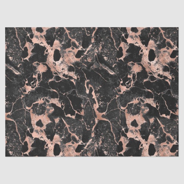 Rose Gold und schwarzer Marmor Seidenpapier (Vorderseite)