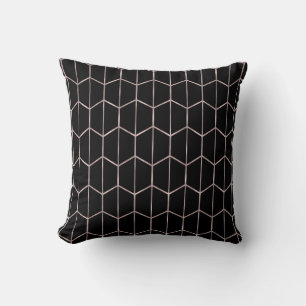 Rose Gold und schwarzer schicker Sechseck geometri Kissen
