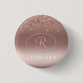 Rose Gold und Silver Glitzer Monogram Button