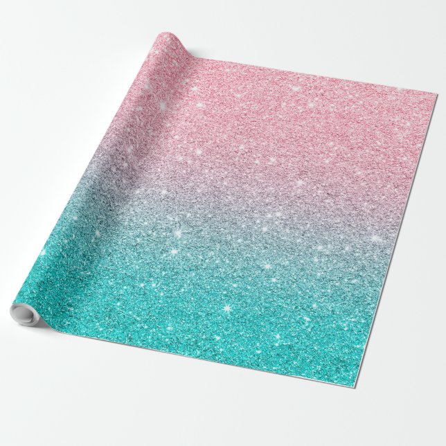 Rose-Gold und türkisfarbene Glitzer-Textur ombre Geschenkpapier (Ungerollt)
