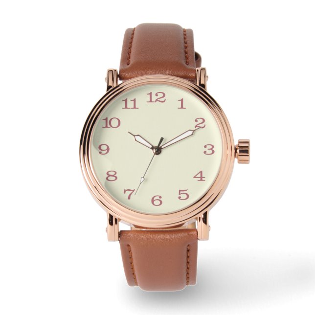 Rose Gold und Weiß Armbanduhr (Vorderseite)