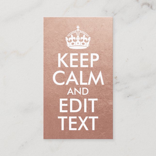 Rose Gold und Weiß Behielt Ruhe und Text bearbeite Visitenkarte (Vorderseite)