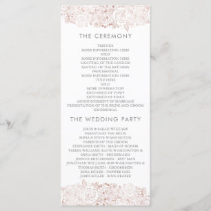 Rose Gold und Weiß Chic Floral Wedding Program Programm